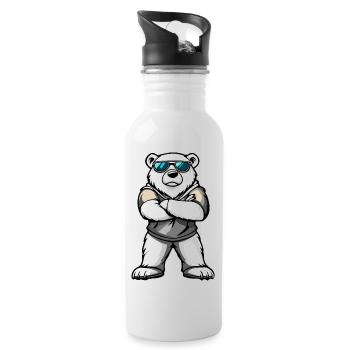 Polar Bear Comic - Water bottle with straw - white - Right