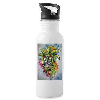 Graffiti Jester Pineapple - Water bottle with straw - white - Right
