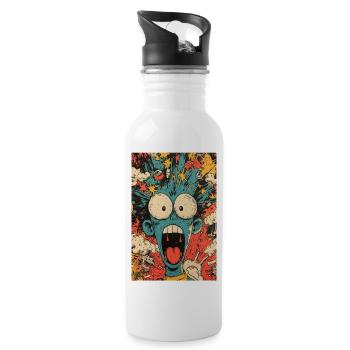 Blue Monster in the Chaos Tornado - Water bottle with straw - white - Right
