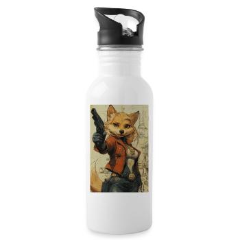 Fuchs Heldin Westernlook - Trinkflasche mit integriertem Trinkhalm - Weiß - Rechts