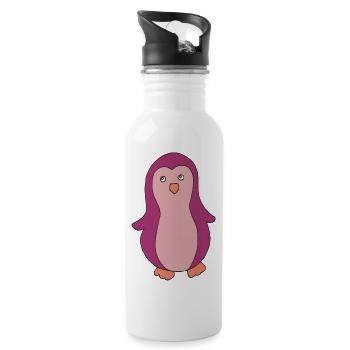 Pingouin Rose - Gourde avec paille intégrée - blanc - Droite