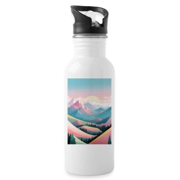 Panorama de montagnes aux couleurs délicates - Horizont Berge - Gourde avec paille intégrée - blanc - Droite