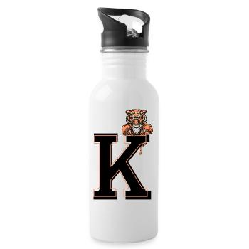 Buchstabe k Tiger - Geschenkidee - Trinkflasche mit integriertem Trinkhalm - Weiß - Rechts