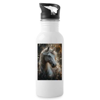 Licorne de conte de fées à la lumière de l’automne - Gourde avec paille intégrée - blanc - Droite