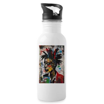 Urban Portrait - Explosion der Farben - Trinkflasche mit integriertem Trinkhalm - Weiß - Rechts