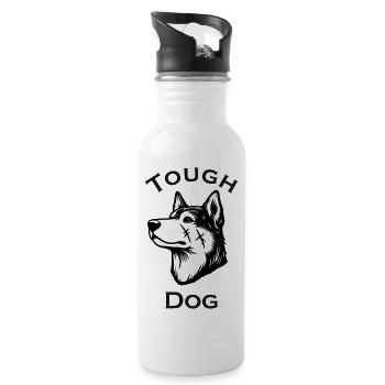 Loup balafré - Tough Dog Design - Gourde avec paille intégrée - blanc - Droite