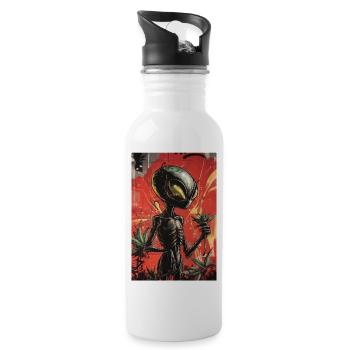 Alien Gardener Graffiti - Water bottle with straw - white - Right