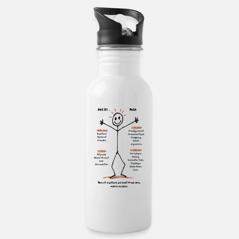 Das ist Rosa Empathie - Trinkflasche mit integriertem Trinkhalm - Weiß