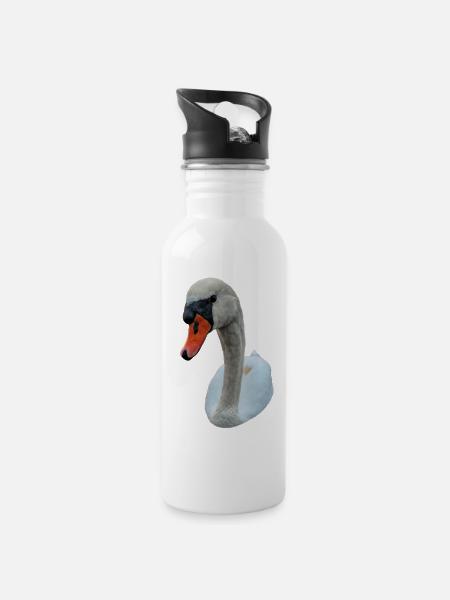 Staring Swan - Water bottle with straw - white