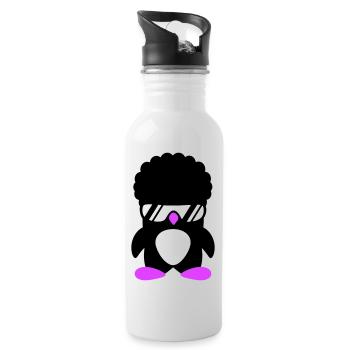 Funky Party Pinguin Sonnenbrille Cool Style Frisur - Trinkflasche mit integriertem Trinkhalm - Weiß - Rechts
