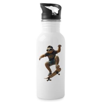 Skateur paresseux - Gourde avec paille intégrée - blanc - Droite