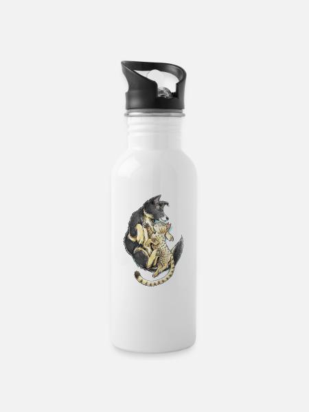 Friendship - Water bottle with straw - white