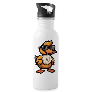 Ente Comic Cool - Trinkflasche mit integriertem Trinkhalm - Weiß - Rechts