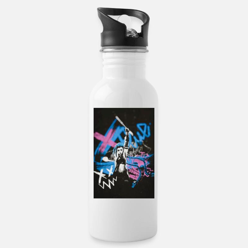 Paint town blue - Gourde avec paille intégrée - blanc