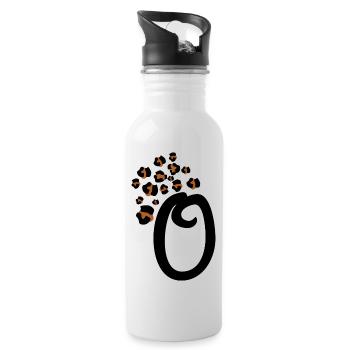 Buchstabe o Leopardenmuster - Trinkflasche mit integriertem Trinkhalm - Weiß - Rechts