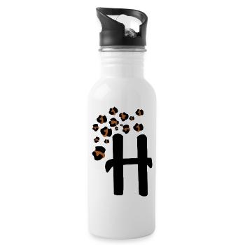 Letter h leopard print - Water bottle with straw - white - Right