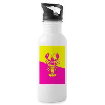 Affiche Homard jaune rose - Gourde avec paille intégrée - blanc - Droite