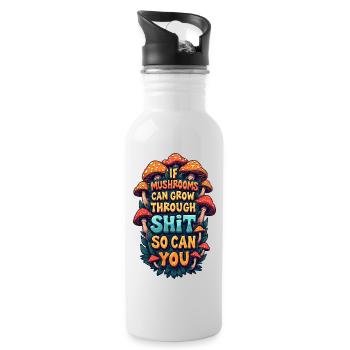 Pilze inspirierendes Zitat - Trinkflasche mit integriertem Trinkhalm - Weiß - Rechts