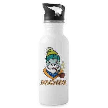 Moin - Otarie à fourrure de la mer du Nord avec sifflet - Gourde avec paille intégrée - blanc - Droite