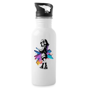Street Art Girl 23245 - Water bottle with straw - white - Right