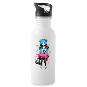 Street Art Girl 23241 - Water bottle with straw - white - Right