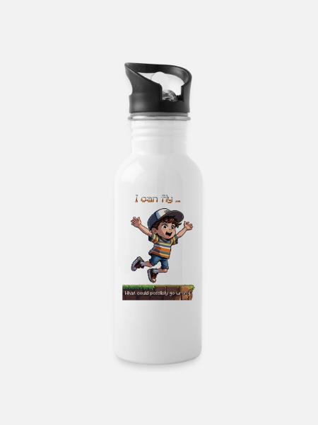 The 8bit Fly Guy - Water bottle with straw - white