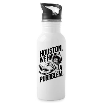 Tier - Houston wir haben ein Schnurren - Trinkflasche mit integriertem Trinkhalm - Weiß - Rechts