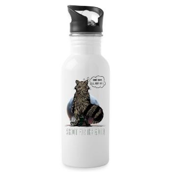Dreamy raccoon, aim for the moon! - Water bottle with straw - white - Right