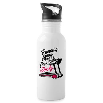 Running from Problems - Slowly - Trinkflasche mit integriertem Trinkhalm - Weiß - Rechts