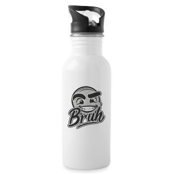 Bruh Face - Trinkflasche mit integriertem Trinkhalm - Weiß - Rechts