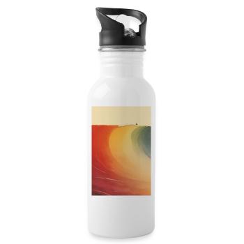 Die Welle der Nostalgie für deine Wände - Trinkflasche mit integriertem Trinkhalm - Weiß - Rechts