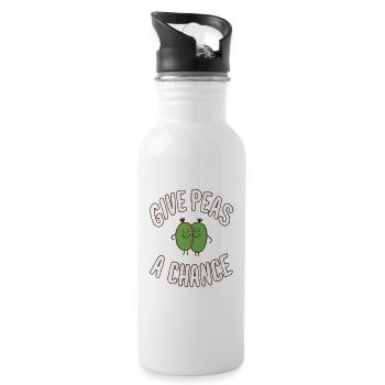 Give Peas a Chance - Trinkflasche mit integriertem Trinkhalm - Weiß - Rechts