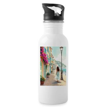 Mediterranean Dream – Coastal Flair - Water bottle with straw - white - Right