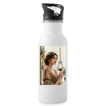 Pariser Elegance – Romantischer Genuss - Trinkflasche mit integriertem Trinkhalm - Weiß - Rechts