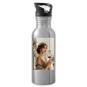 Pariser Elegance – Romantischer Genuss - Trinkflasche mit integriertem Trinkhalm - Lightsilver - Rechts