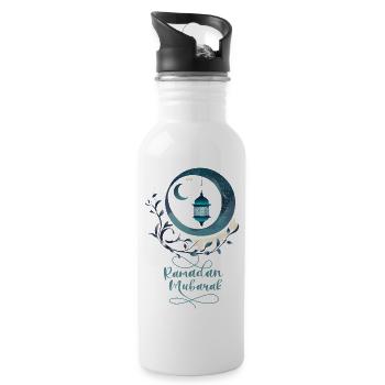 Ramadan Gift Eid Mubarak Islam Allah Muslim - Water bottle with straw - white - Right