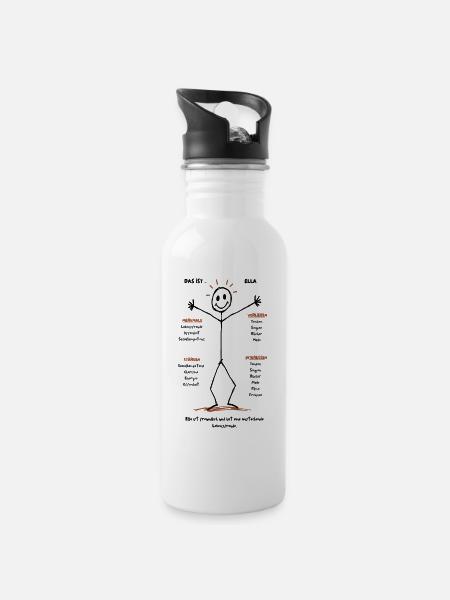 Ella verbindet Stil - Trinkflasche mit integriertem Trinkhalm - Weiß