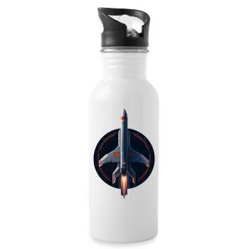 Weltraum-Rakete - Trinkflasche mit integriertem Trinkhalm - Weiß - Rechts