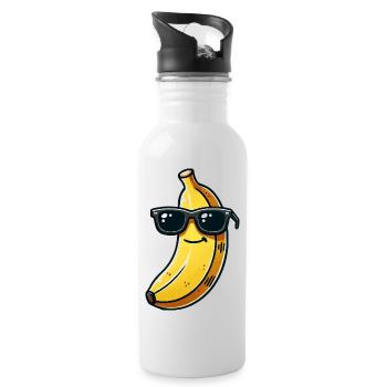 banane sonnenbrille comic - Trinkflasche mit integriertem Trinkhalm - Weiß - Rechts