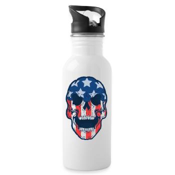 Totenkopf Amerika Republikaner T-Shirt US Army - Trinkflasche mit integriertem Trinkhalm - Weiß - Rechts