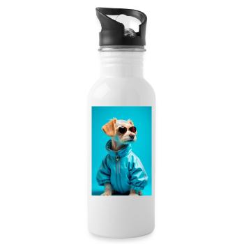 super cute dogs fashion victims – Maltese - Water bottle with straw - white - Right