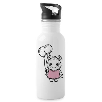 2 kleinesMonster rosa - Trinkflasche mit integriertem Trinkhalm - Weiß - Rechts