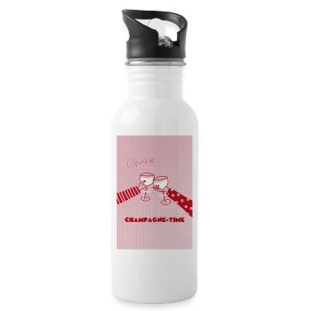 Cheers - Campagne-Time - zu feiern gibts genug - Trinkflasche mit integriertem Trinkhalm - Weiß - Rechts