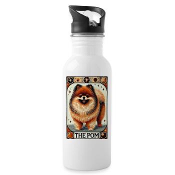 Die Pom Pommern Hund Tarot Karte Kunst - Trinkflasche mit integriertem Trinkhalm - Weiß - Rechts