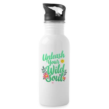 Liberez Votre Ame Sauvage - Entfesseln Sie Ihre wilde Seele - Trinkflasche mit integriertem Trinkhalm - Weiß - Rechts
