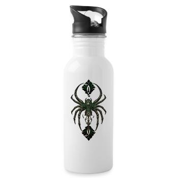 Mechanical elegance, the spider in the dark. - Water bottle with straw - white - Right