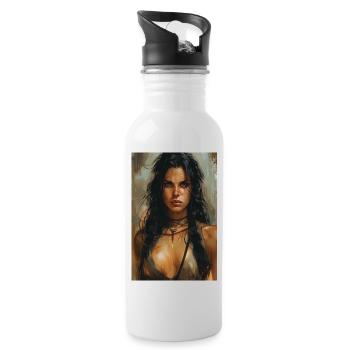 Poster Illustration Femme guerrière - Gourde avec paille intégrée - blanc - Droite
