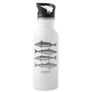 Mackerel Silhouette Quartet - Water bottle with straw - white - Right