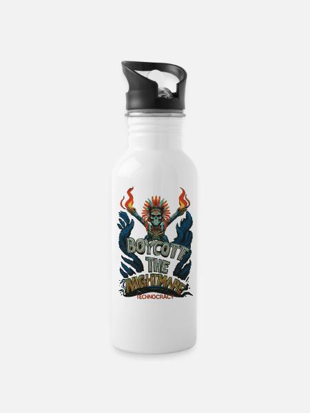NIGHTMARE - Water bottle with straw - white