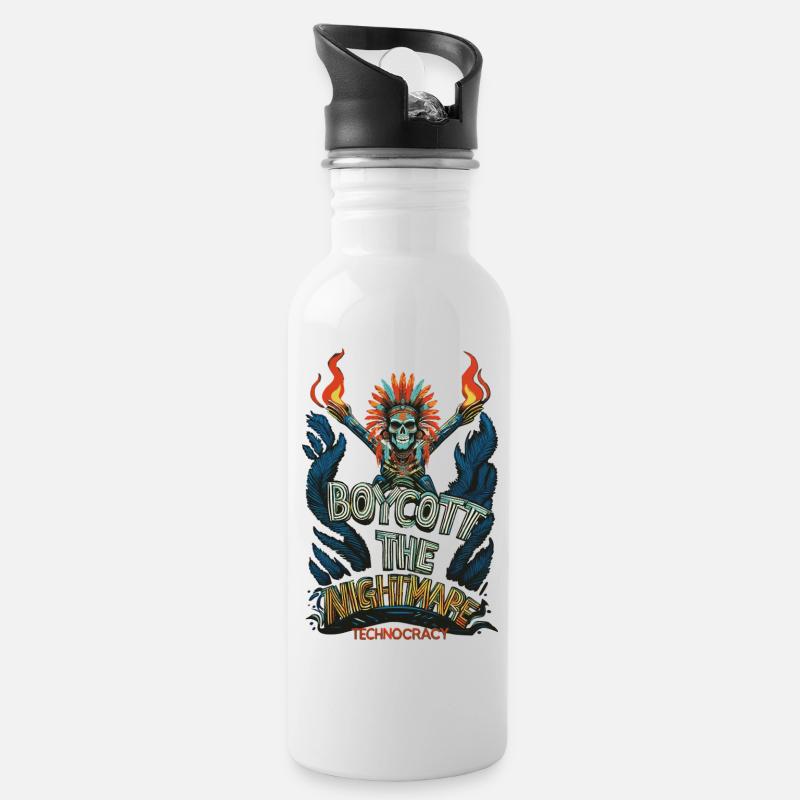 NIGHTMARE - Trinkflasche mit integriertem Trinkhalm - Weiß